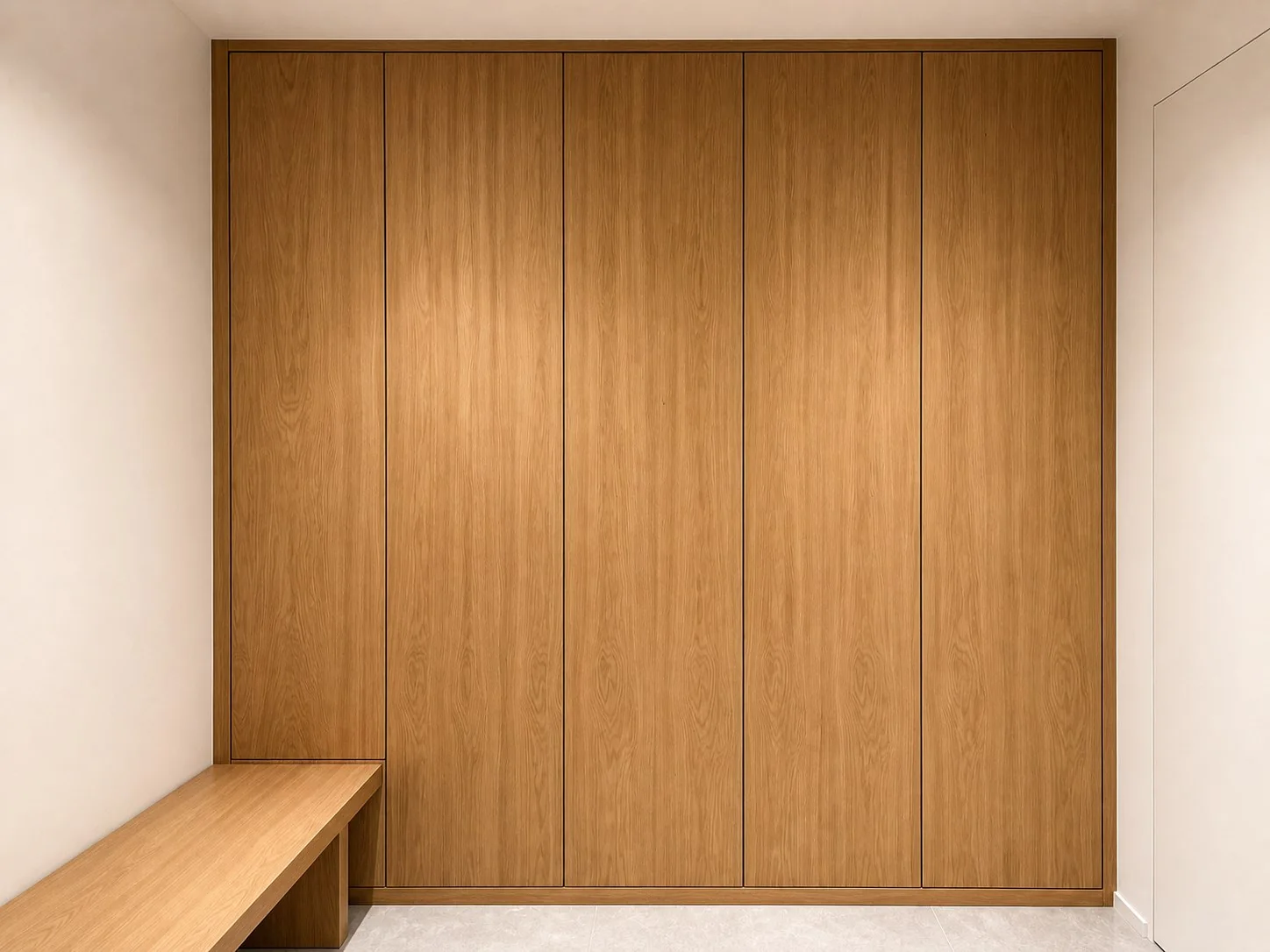 Dressing en bois et banquette intégrée sur mesure